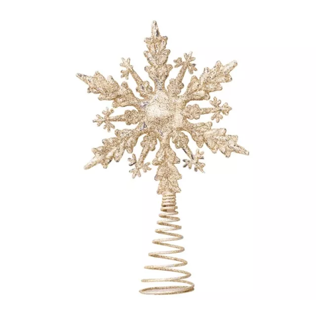 Christmas Tree Star Glitter Hollow Out 3D Snowflake Treetop Decor 3