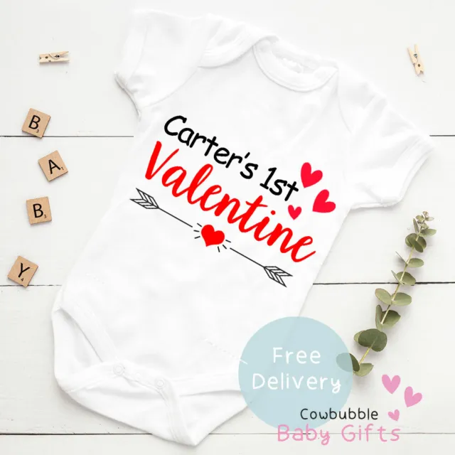 My 1st Valentine's Day Personalised Custom Baby Vest Grow Bodysuit Clothes 2022