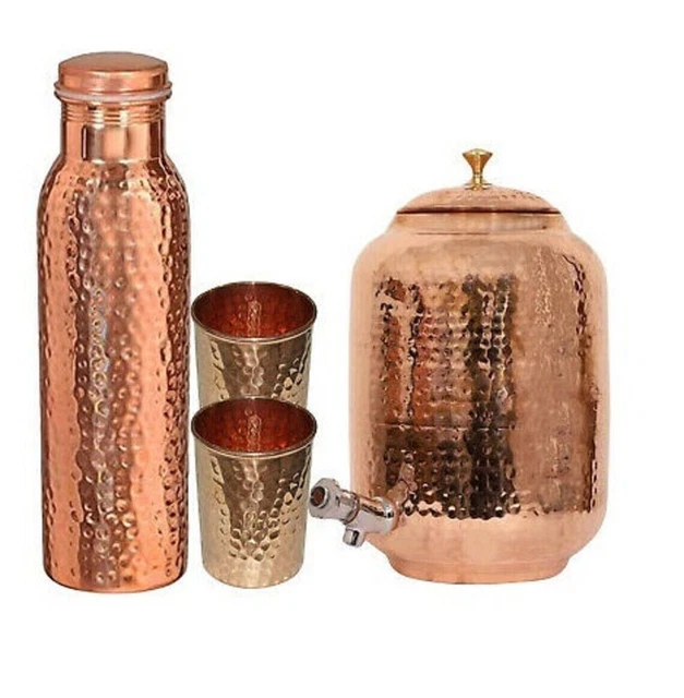 Distributeur D'eau En Cuivre Matka Imprimé, 10L, Couleur Marron Foncé, Neuf