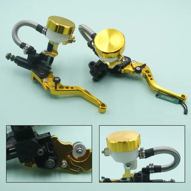 7/8'' Motorcycle Front Hydraulic Brake Master Cylinder Clutch Lever Gold 14mm UK