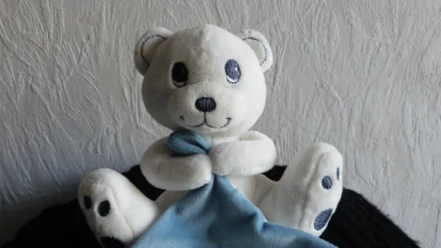 doudou peluche ours blanc mouchoir bleu love simba toys 3