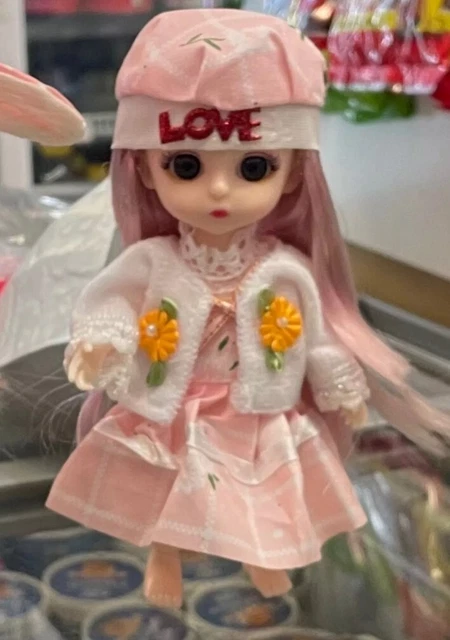 New 13 Movable Jointed Princess Dolls with clothes, Mini 16cm 1/12 BJD 3D eyes