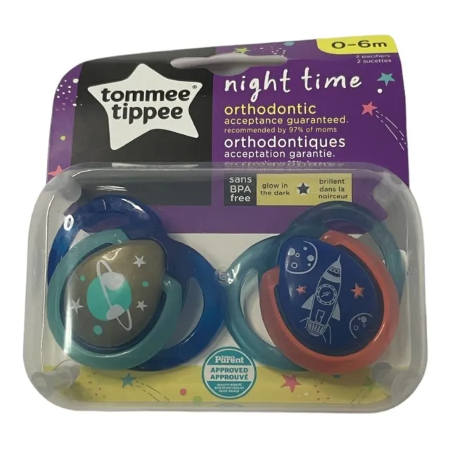 Tommee Tippee Pacifier Set Glow in The Dark Space Theme 0 to 6 months