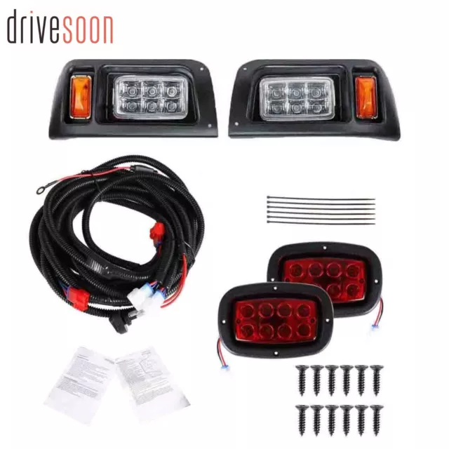 LED Light Headlight & Taillight Kit For Club Car DS Golf Cart Street Legal 1993+