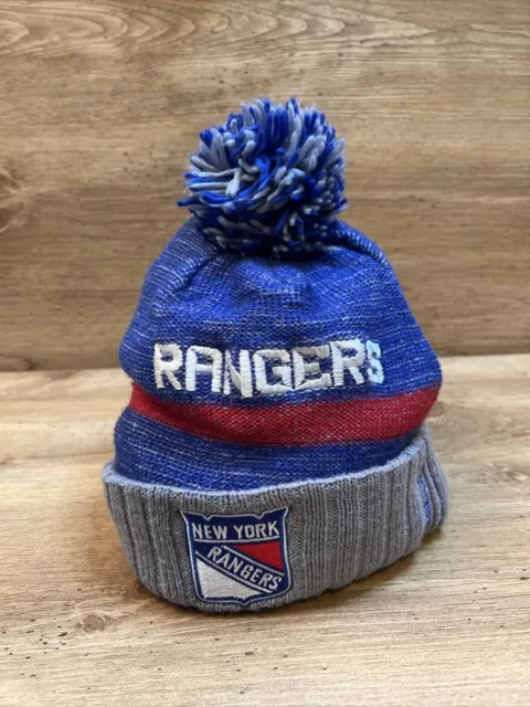 New York Rangers NHL Ice Hockey Reebok Warm Winter Knit Hat Bobble Genuine