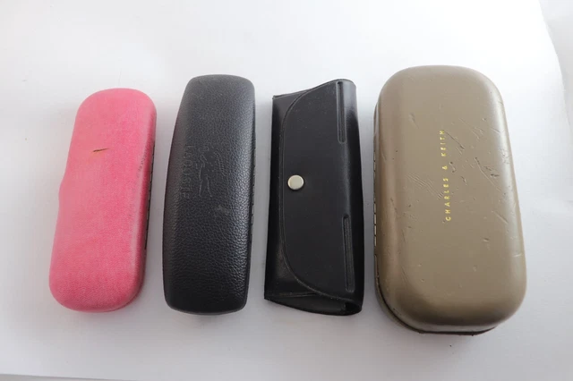 Lot 4 Lacoste, Charles & Keith & Leather Eyeglasses & Sunglasses Cases Vintage
