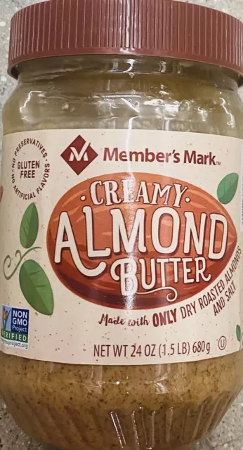 Member's Mark CREAMY ALMOND BUTTER Gluten Free NON GMO 24 oz Tub