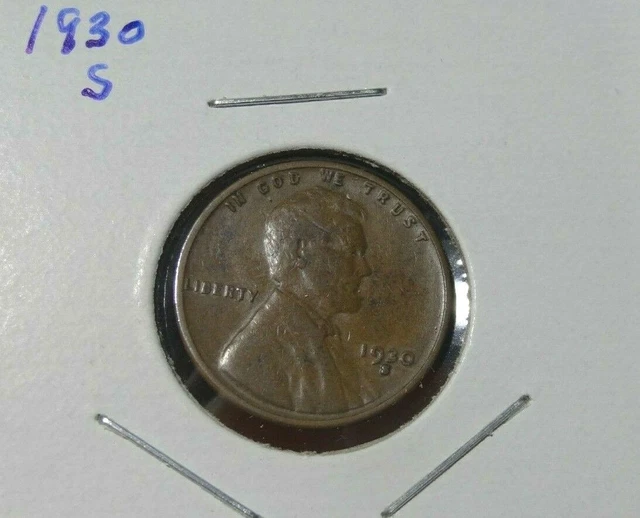 1930 -S  Lincoln Wheat Penny US One cent Coin
