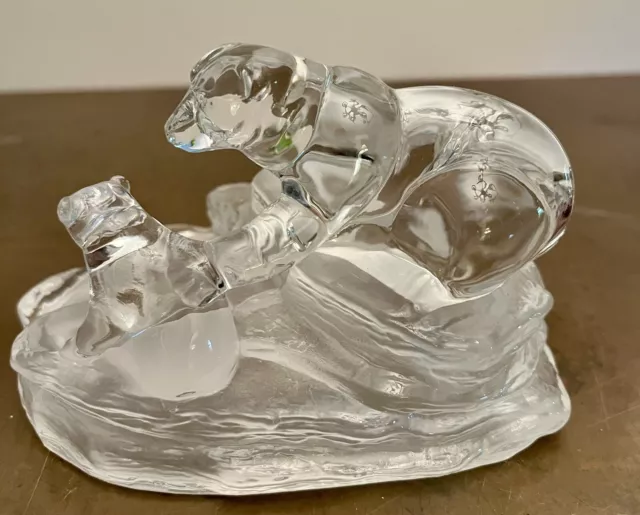 CRISTAL D'ARQUES Polar Bear With Cub -Crystal