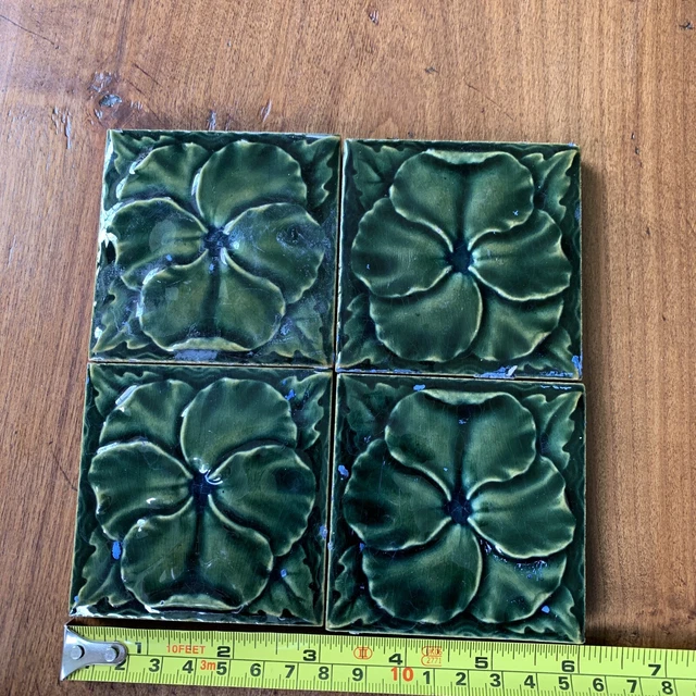 Victorian Tiles Green Tudor Rose 3” X 3”