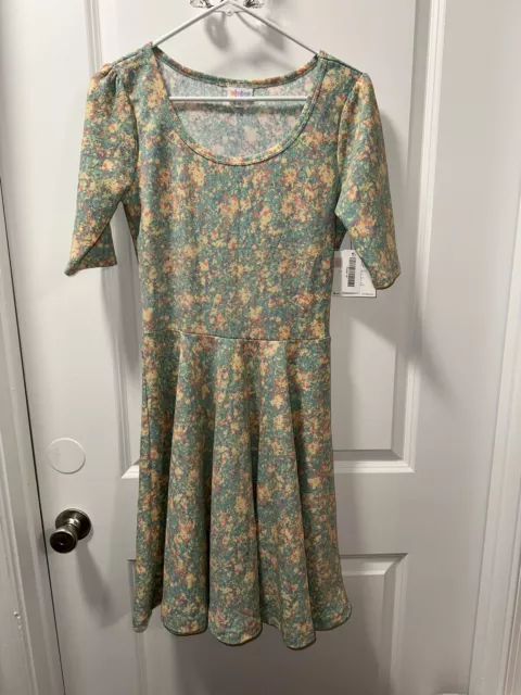 LULAROE NICOLE DRESS Pastel Floral Pink Yellow Teal NWT Size M $20.00 -  PicClick