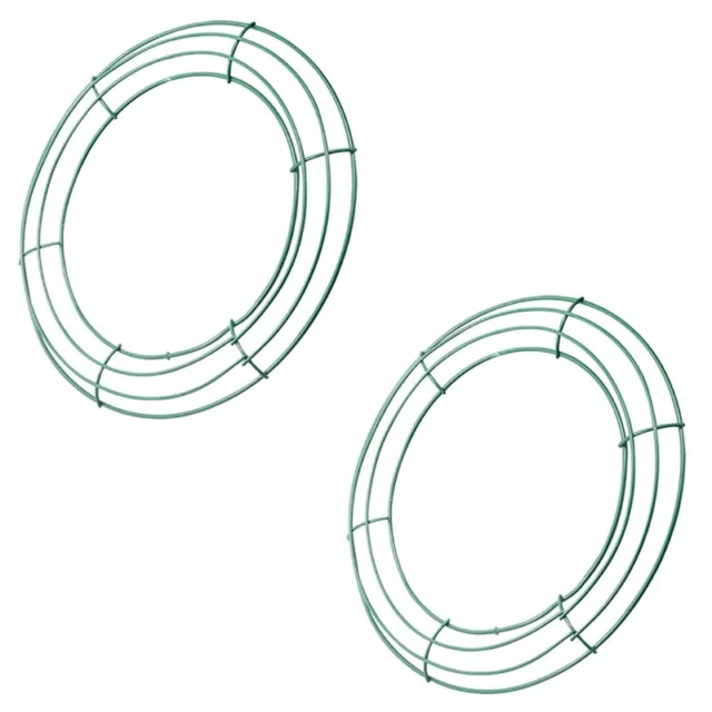 Anillos de fabricación de forma de corona redonda de metal con marco de corona de alambre de 14 pulgadas verde para 9256