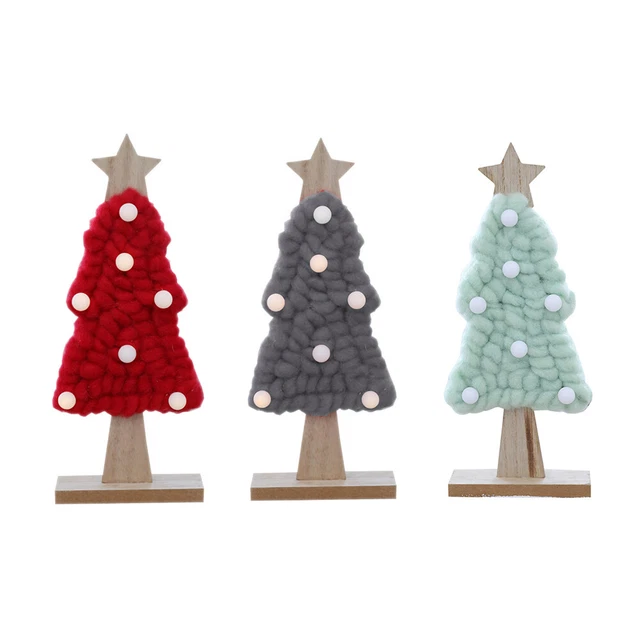 Creativo Luminoso Lana Árbol de Navidad Madera Base Estrella Adorno Niños Regalo de Navidad