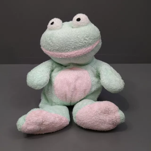 Ty Pluffies Grins Frog Plush Stuffed Animal TyLux Bean Toy Green Pink 2002