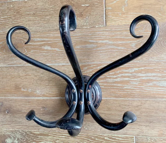 Antique bentwood Thonet wall-mounted three branch coat / hat rack ( c. 1890)