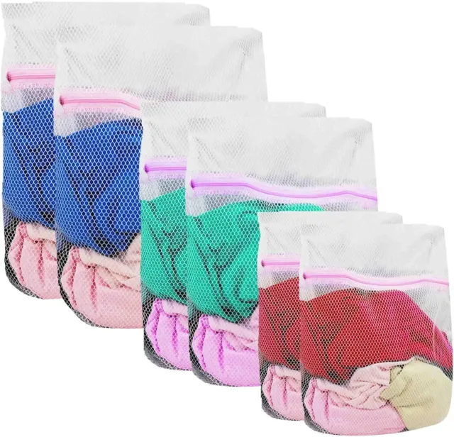 6x Zipped Laundry Washing Machine Mesh Bag Net Socks Lingerie Underwear 3 Size