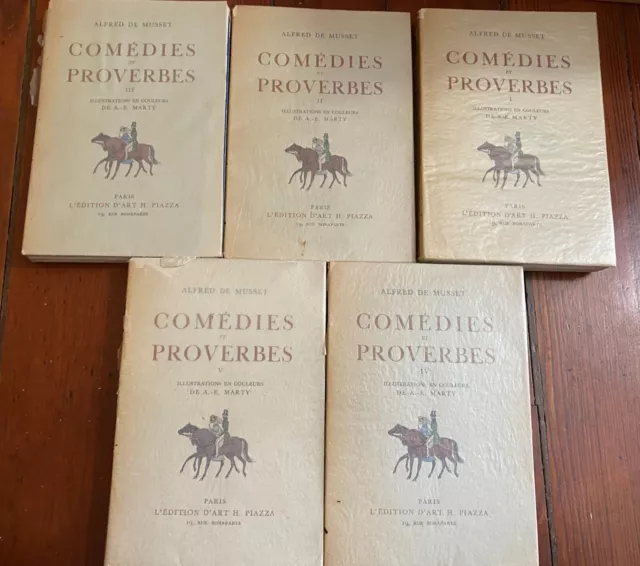 Alfred de Musset: Comédies et proverbes en 5 vol. ill. A. Marty, vélin 1934