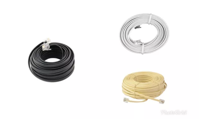 100 FT Feet RJ11C Modular Telephone Extension Phone Cable Line CHOOSE COLOR