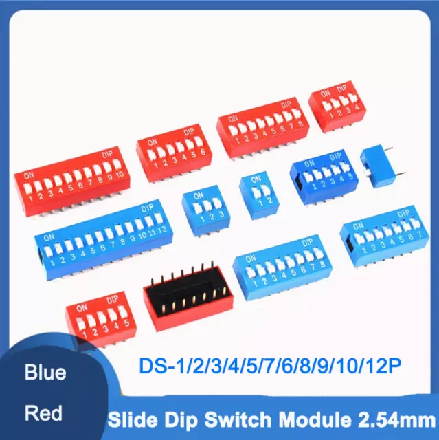 Slide Dip Switch Module 2.54mm DIL SPST PCB Breadboard DS-1/2/3/4/5/7/8/9/10/12P