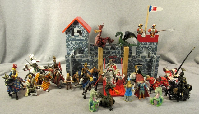 Le Toy Van Once Upon A Time Wood Castle With Set Of Papo Knights And Monsters