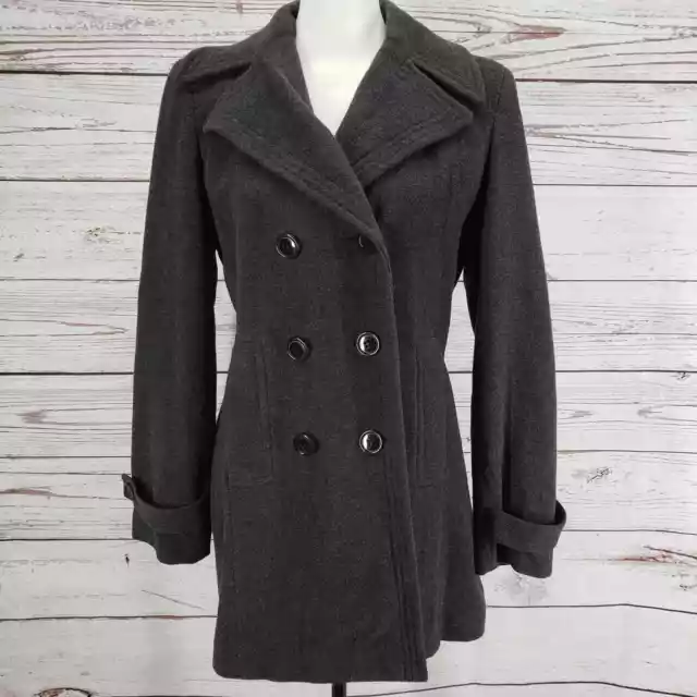 Sprit Outerwear Women's Gray Wool Blend Pea Coat Size Medium