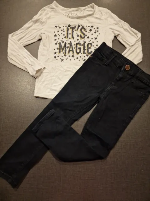 Top jeans slim ragazze 4-5 anni magic star River Island set abbigliamento next d