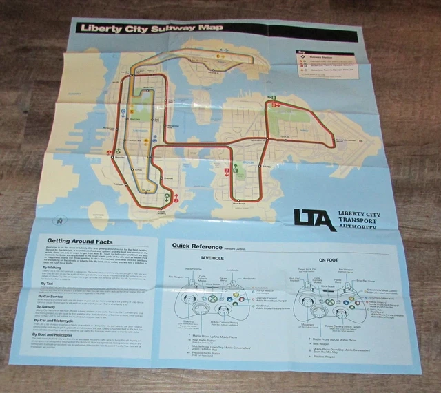 GRAND THEFT AUTO Liberty City Street Map & Subway Map Poster Xbox 360