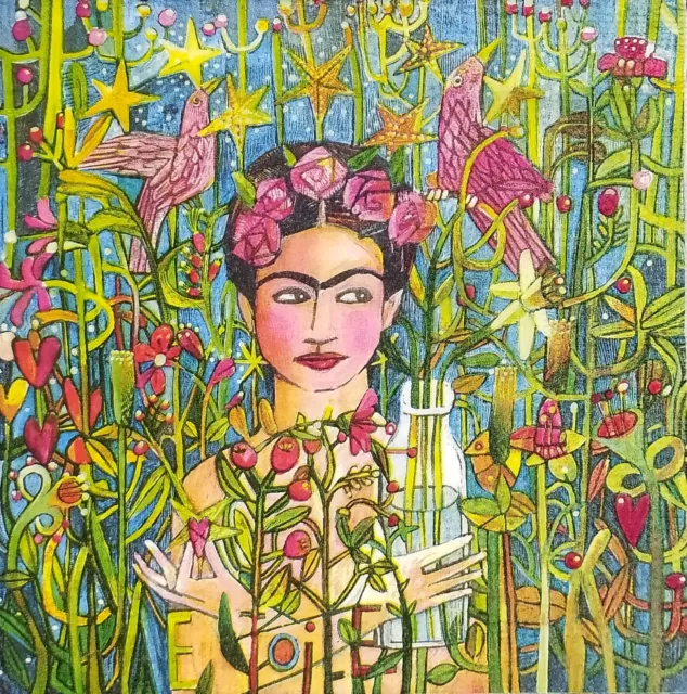 Q465# 3 x Single Paper Napkins For Decoupage Craft Frida In Garden Painting