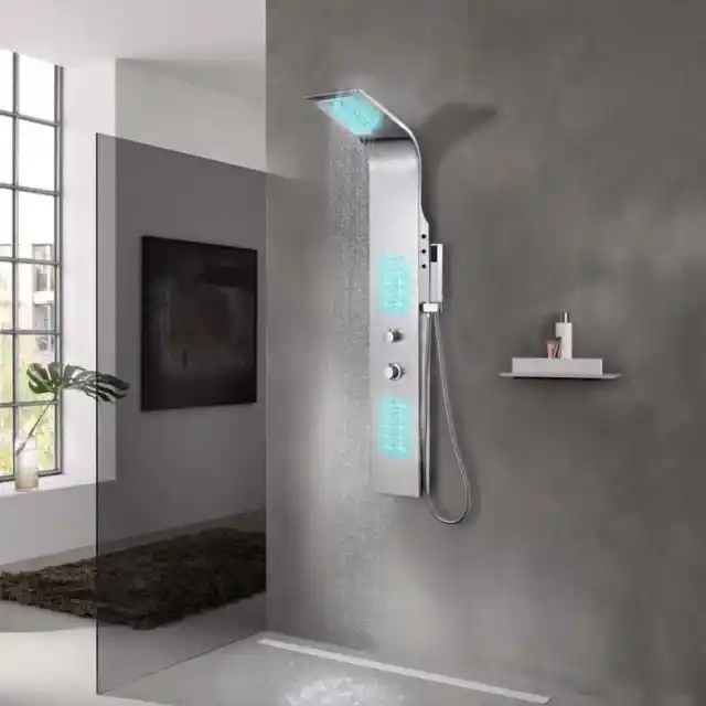 Sistema de panel de ducha curvo de acero inoxidable