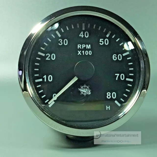 ELEKTRONISCHER  DREHZAHLMESSER - 8000 upm  85mm TACHOMETER  Stundenzähler chrom