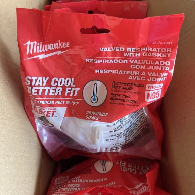Milwaukee 48-73-4001 Valved Repirator w/ Gasket LOT OF (12) New FRESH