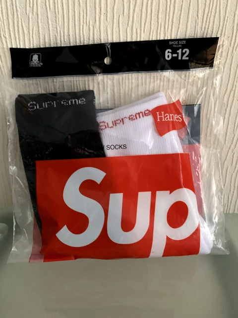 Chaussettes Supreme x Hanes pack de 2 paires blanches et noires TU