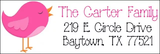 ~CUTE PINK BIRD~ Return Address Labels!