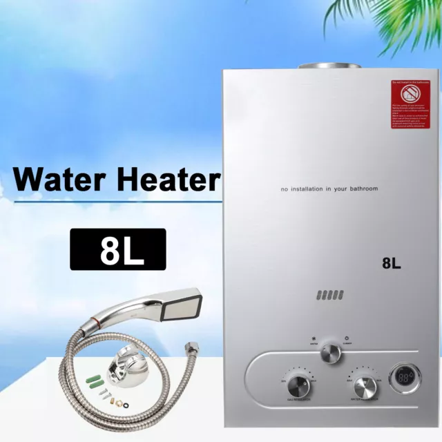 8L Portable Gas Hot Water Heater Shower Camping LPG Outdoor Instant Boilter