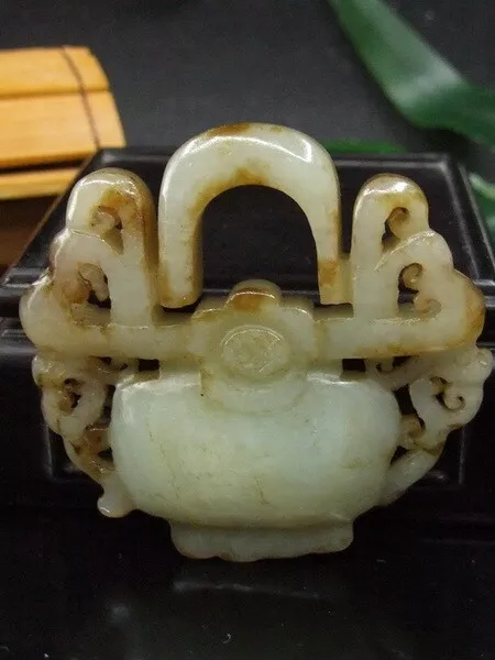 Certified Natural Nephrite Hetian OLD jade longevity Statues Qing dynasty