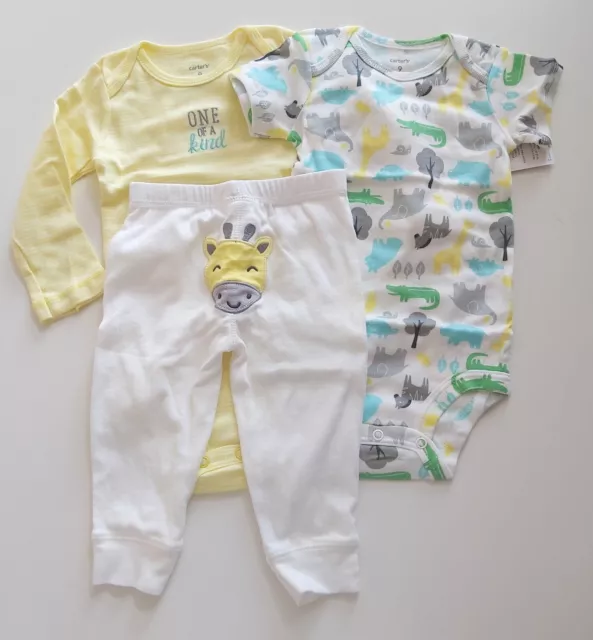 Carter's baby unisex boy girl yellow green cute giraffe bodysuit pants 3pc set