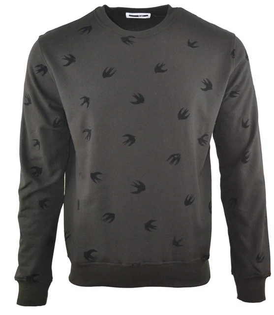 Mcq Velour Swallow Sweatshirt Jumper  Black Alexander Mcqueen Bird Print Rare