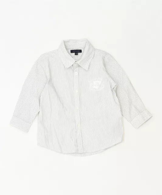 TOMMY HILFIGER Boys Shirt 18-24 Months White Striped Cotton Classic FW05