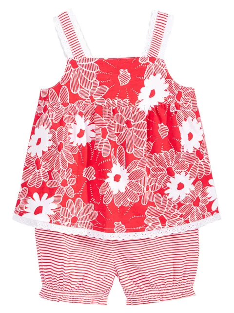 First Impressions Baby Girls 2-Pc Flower Tunic & Bloomer Set, Cherry, 3-6 Months