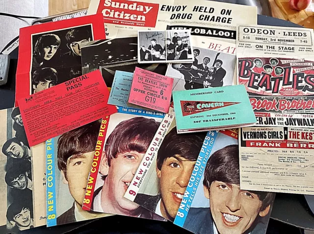 Beatles Memrobilia Concert Programmes Tickets Newspapers Cavern Club Liverpool