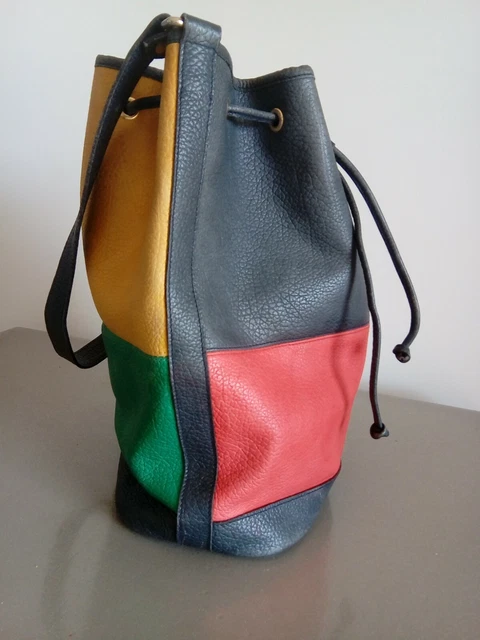 SAC CUIR GRAINÉ Longchamp bandouliere 'seau'/polochon tres grand