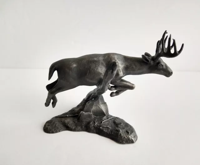 Fine RARE  Pewter White Tailed Deer By Franklin Mint 1975