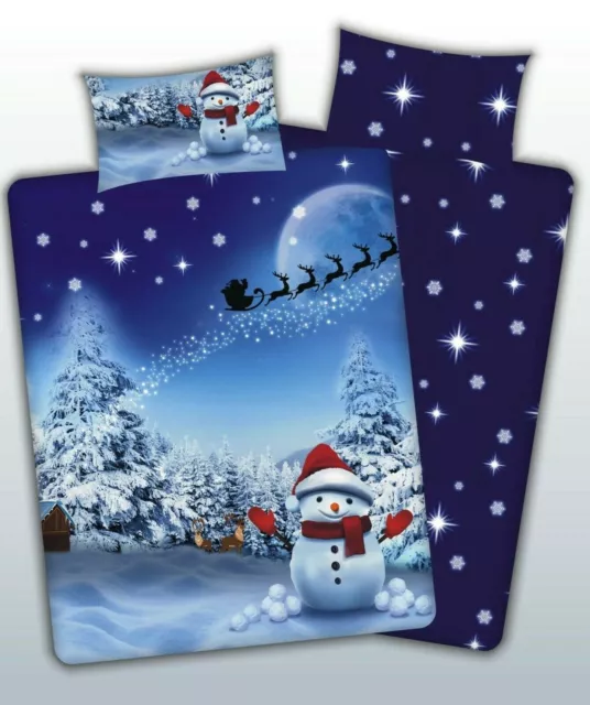 Christmas Snowman Bedding Festive Duvet Quilt Cover Reversible Set 3 Size's
