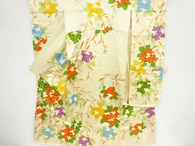 98464# Japanese Kimono / Furisode / Embroidery / Weeping Flower