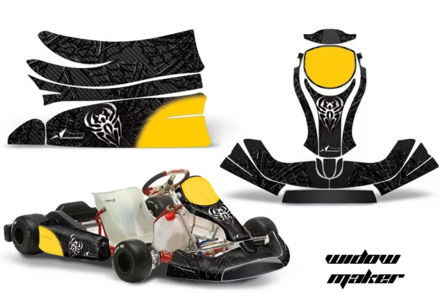 Go Kart Graphics Kit Decal Sticker Wrap For KG Freeline Birel Cadet WIDOW BLACK