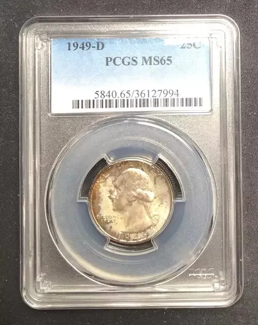 Quarter Dollars Silver Coinage 1949 D PCGS MS-65