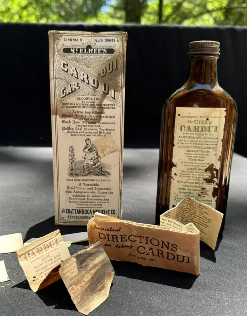 Antique McElree's Cardui Tonic by Chattanooga Medicine Co.  Bottle & Box Papers