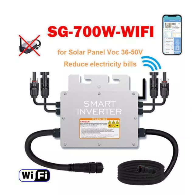 600W/700W Grid Tie Micro Inverter MPPT Stackable DC30-60V to AC220V w/WIFI