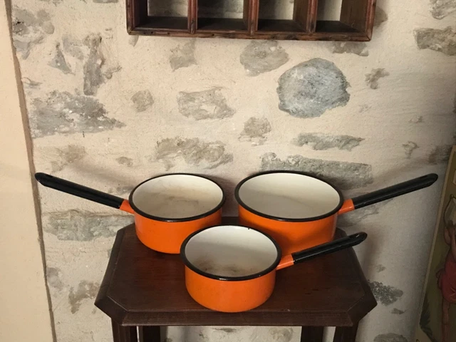 Casserole émaillée Vintage Orange – Ancienne Batterie De Cuisine Fruit
