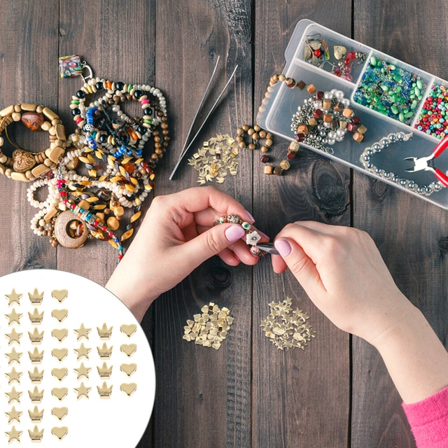 90 Pcs Gold Spacer Beads Scattered Beads DIY Material Bracelets Beaded Glossy 12